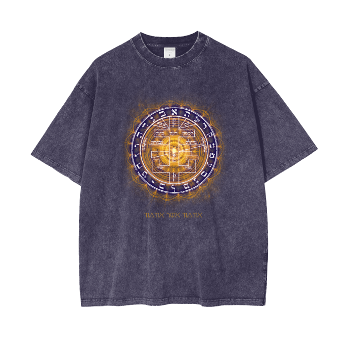 Acid wash oversized t-shirt with Supreme Pentacle sigil