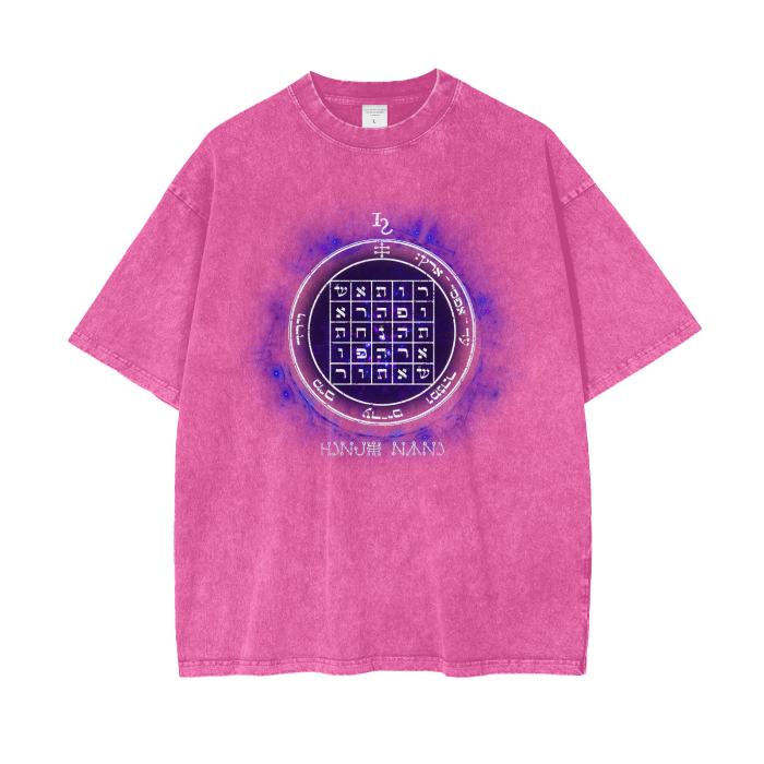 Acid wash oversized tee with 2nd Pentacle of Saturn sigil for persuasion