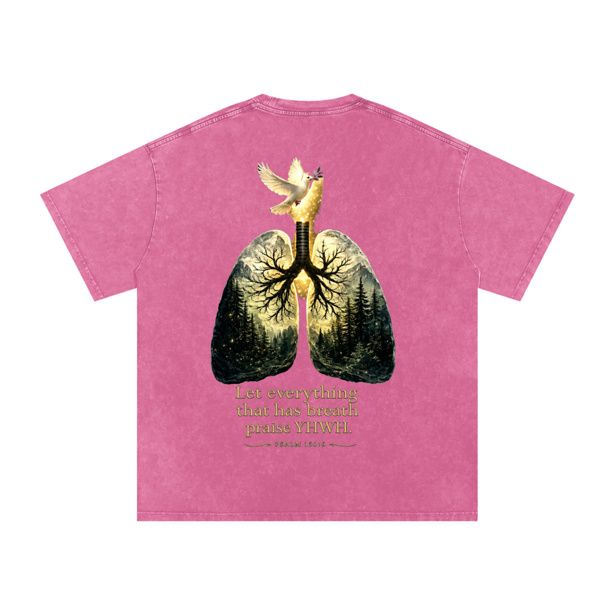 The Breath of YHWH Snow Washed Unisex Oversized Cotton T-Shirt (Front Logo)