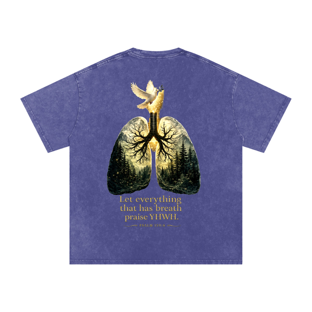 The Breath of YHWH Snow Washed Unisex Oversized Cotton T-Shirt (Front Logo)