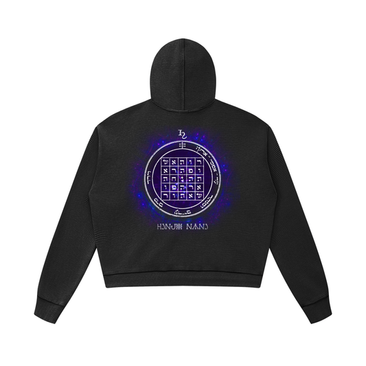 2nd Pentacle of Saturn Unisex Mineral Wash Boxy Waffle Hoodie — Power of Persuasion