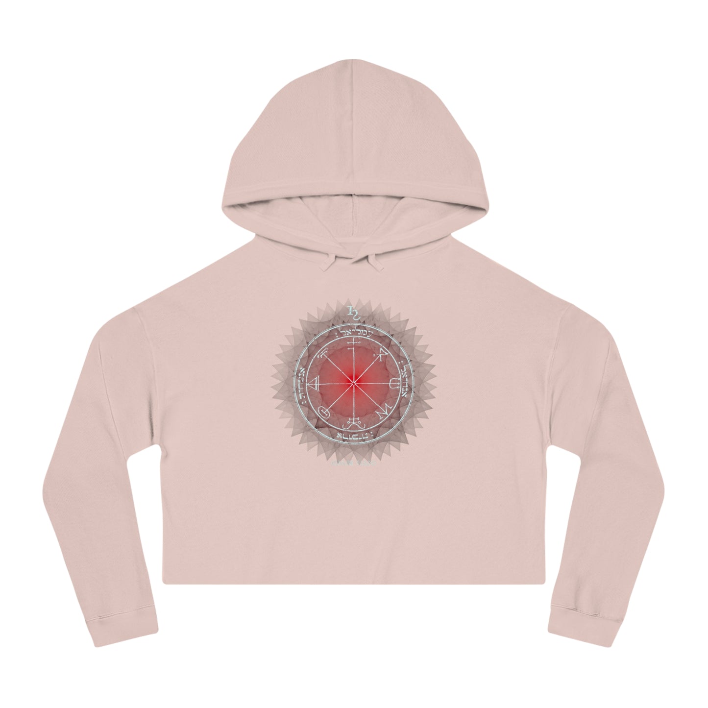 Crop hoodie with embroidered 3rd Pentacle of Saturn sigil for psychic protection"