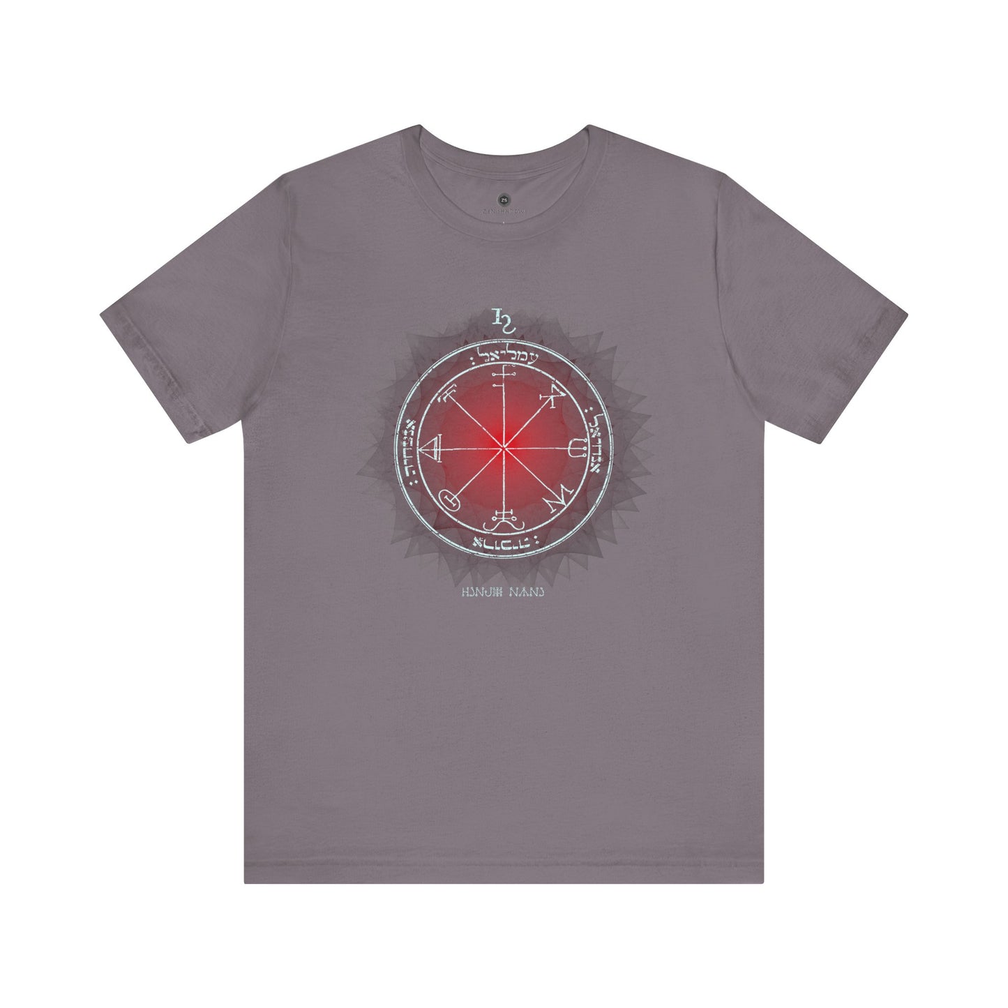 Unisex t-shirt featuring the 3rd Pentacle of Saturn printed in red for spiritual protection