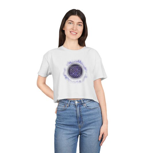 Women’s cropped t-shirt with 2nd Pentacle of Saturn sigil for persuasion