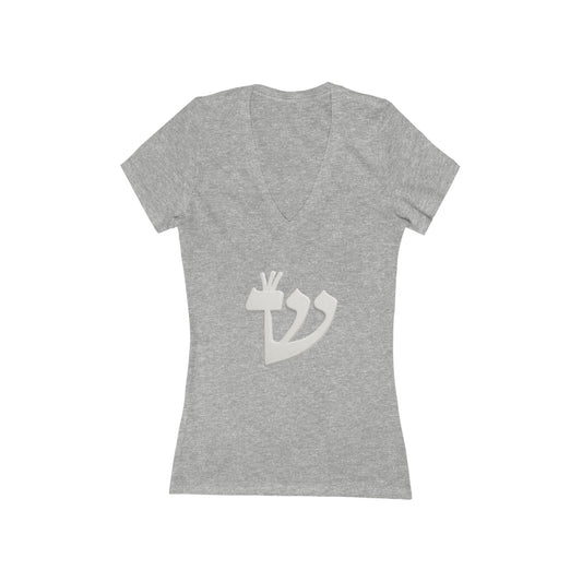 Shin (ש) Women’s Heavy Cotton V-Neck T-Shirt - WEAR THE DIVINE FIRE!