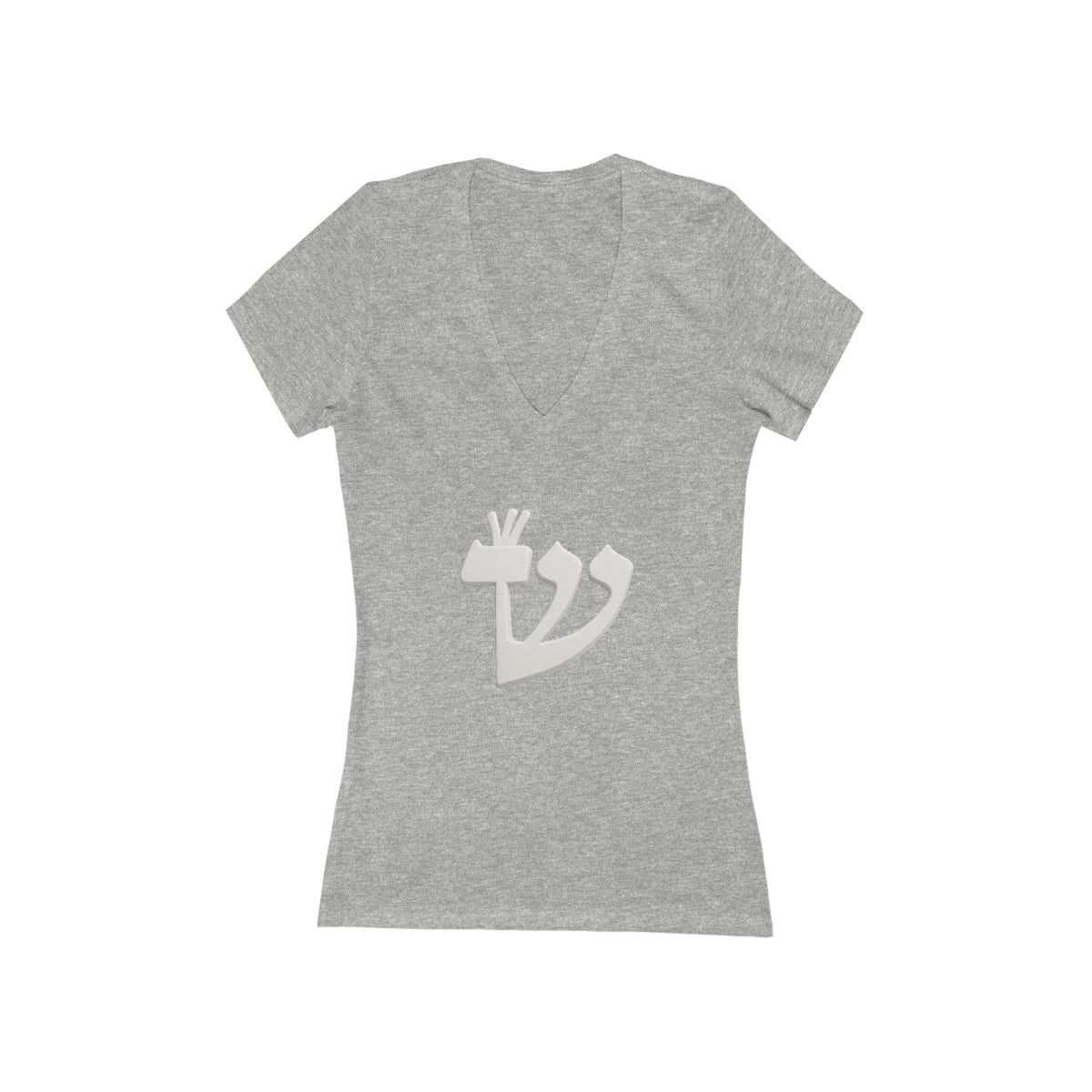 Shin (ש) Women’s Cotton Deep V-Neck T-Shirt — Ignite the Divine Fire Within