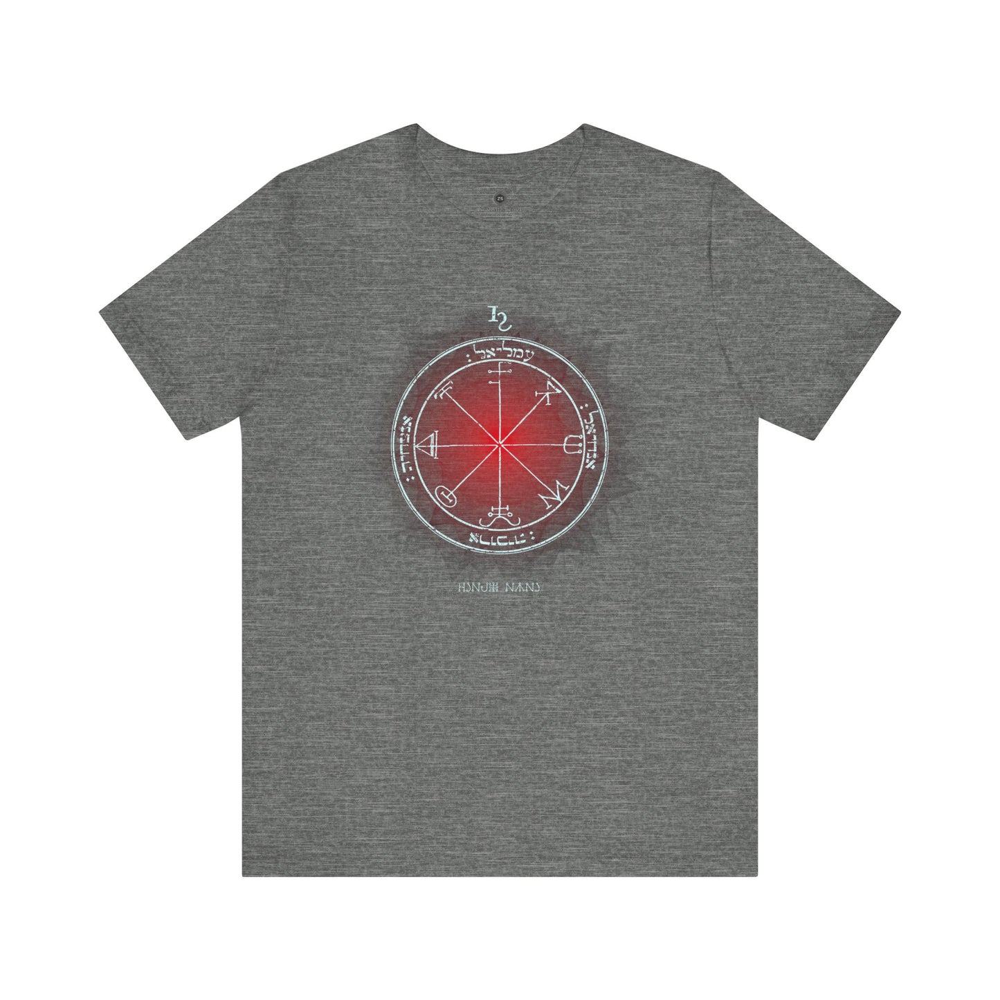 Unisex t-shirt featuring the 3rd Pentacle of Saturn printed in red for spiritual protection