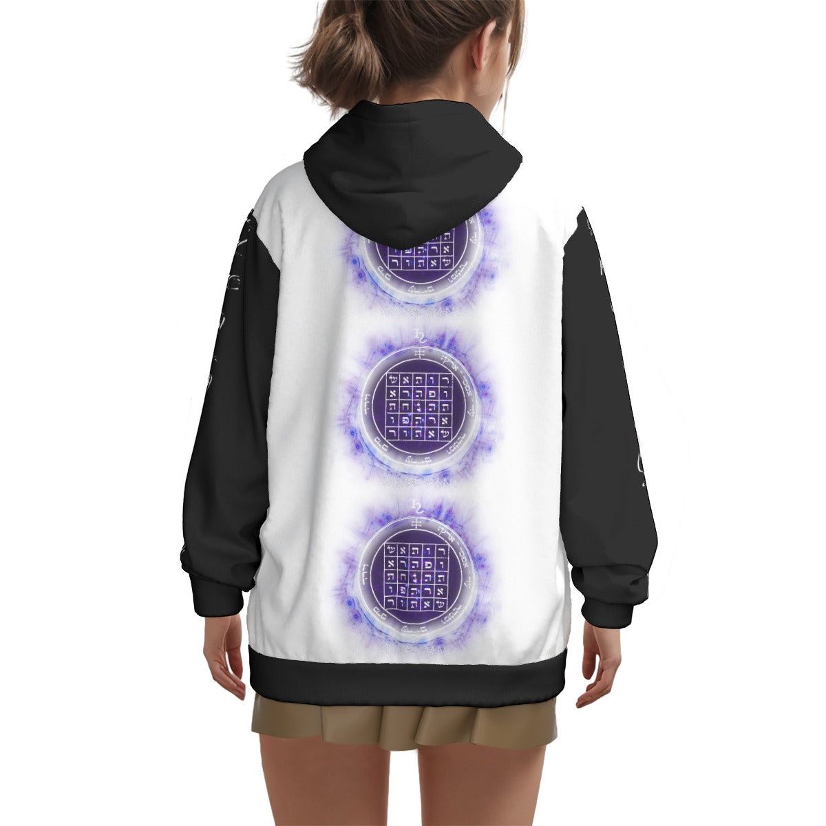 Sacred geometry all-over print hoodie - unisex spiritual armor pullover with esoteric symbols