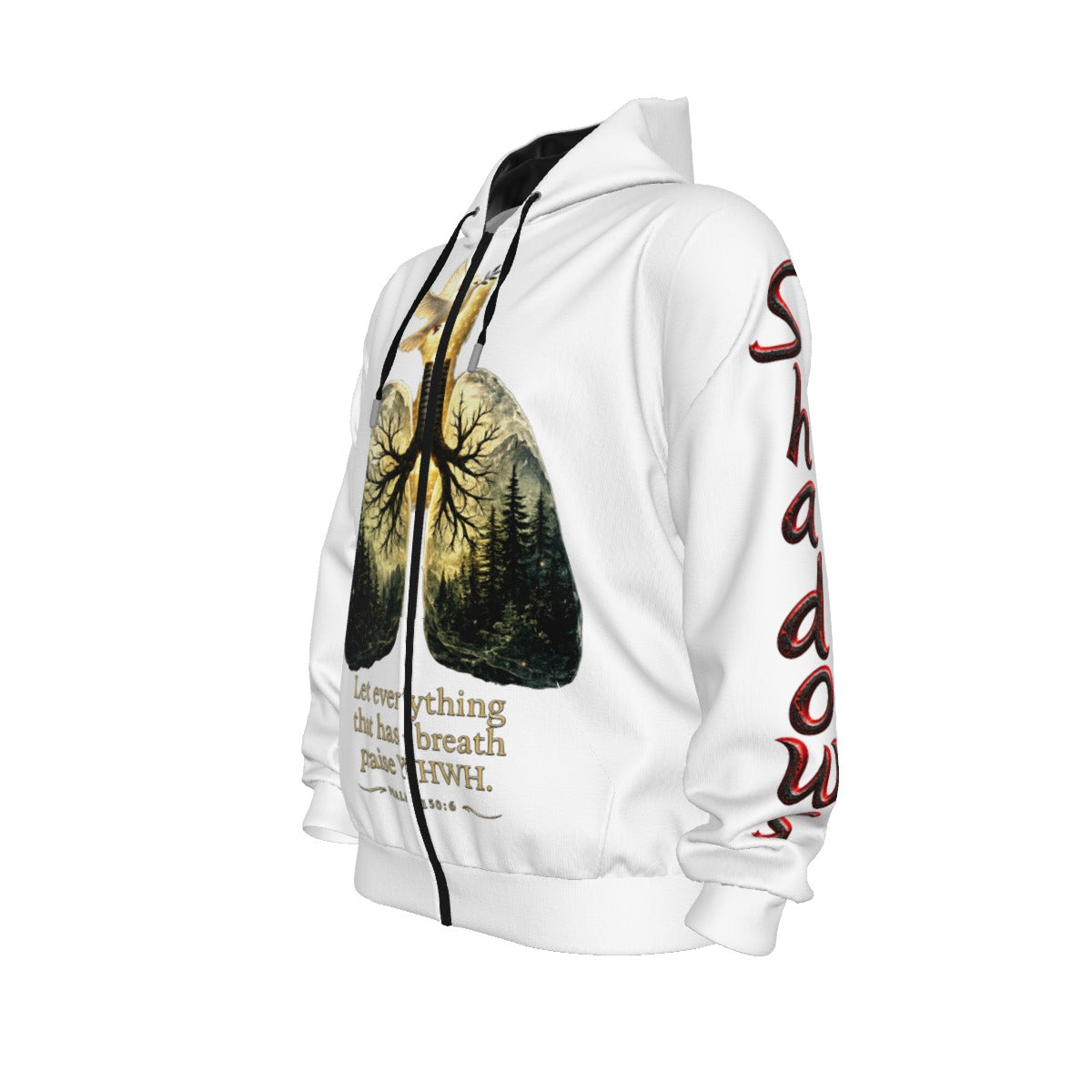 Lungs of YHWH White All-Over Print Unisex Pullover Hoodie With Zipper Closure