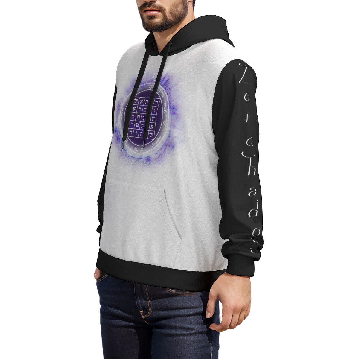 Sacred geometry all-over print hoodie - unisex spiritual armor pullover with esoteric symbols