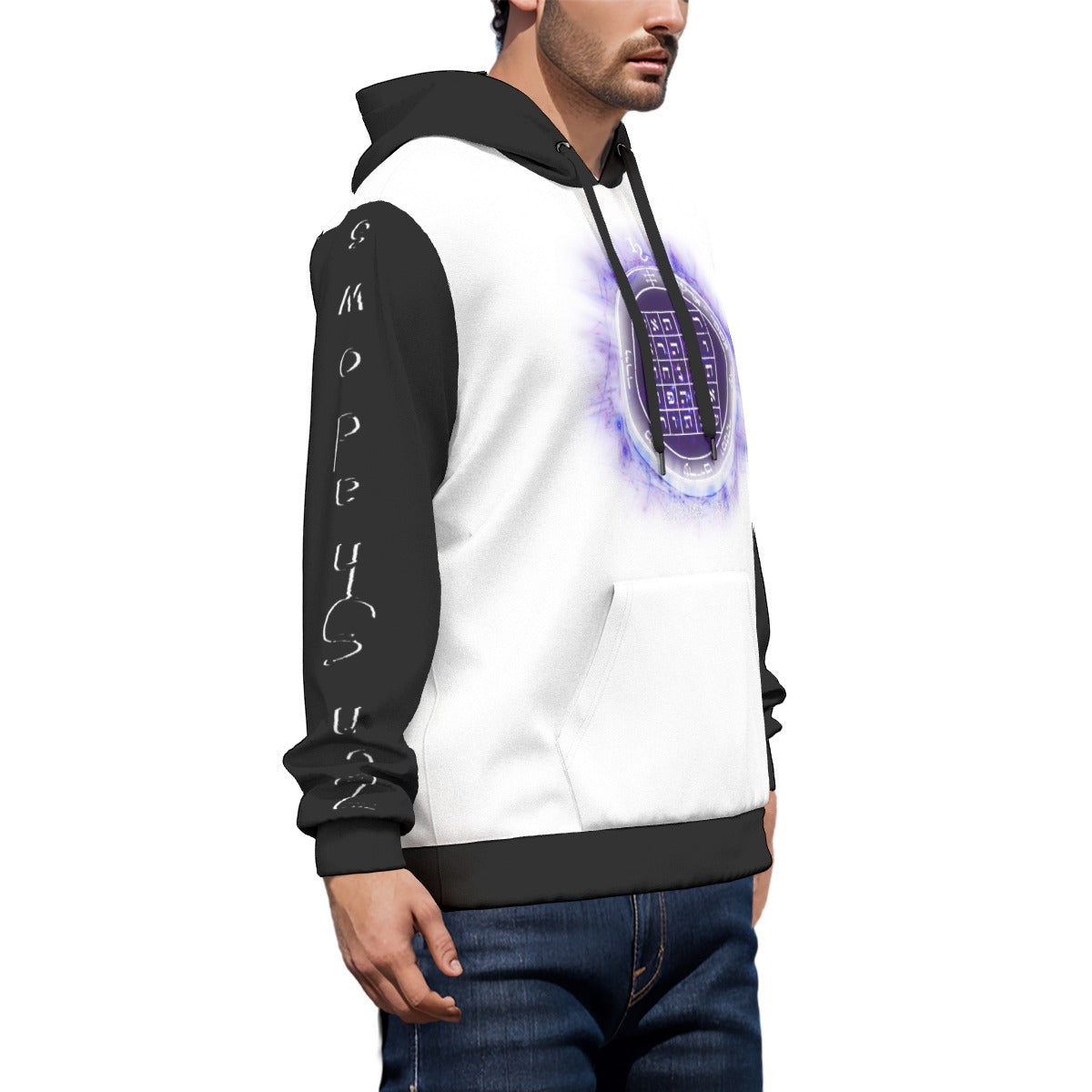 Sacred geometry all-over print hoodie - unisex spiritual armor pullover with esoteric symbols