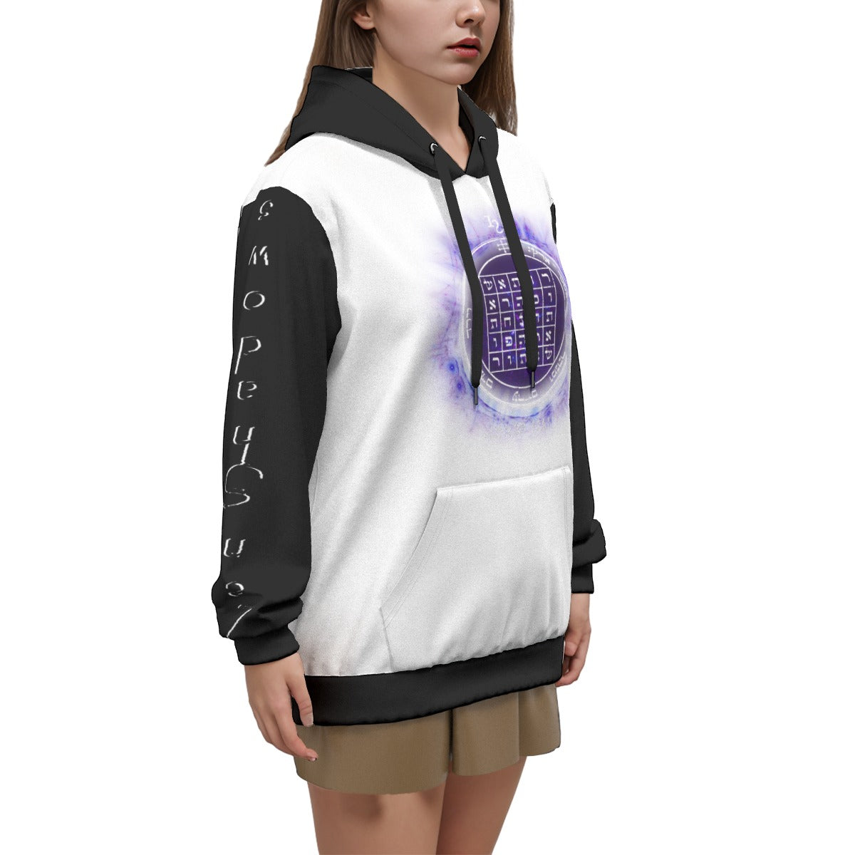Sacred geometry all-over print hoodie - unisex spiritual armor pullover with esoteric symbols