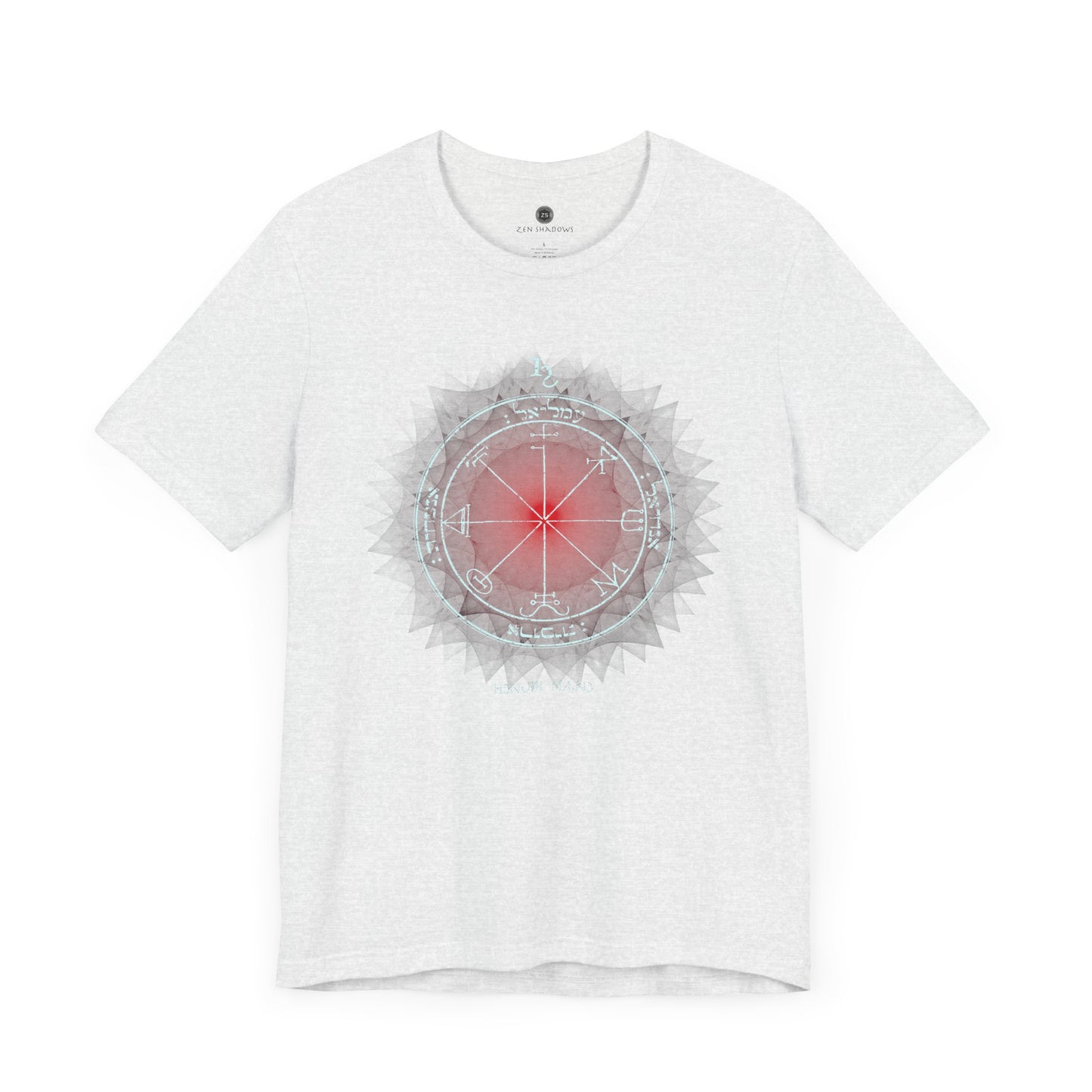 Unisex t-shirt featuring the 3rd Pentacle of Saturn printed in red for spiritual protection