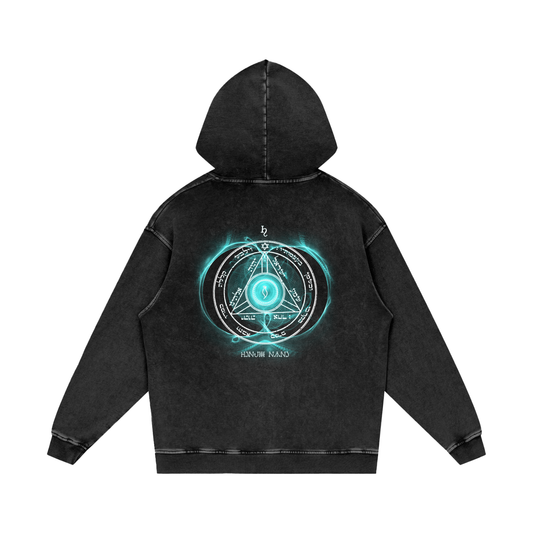 4th Pentacle of Saturn acid wash hoodie - divine messenger garment