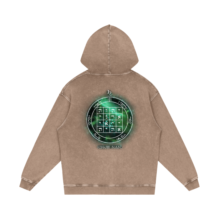 1st Pentacle of Saturn Acid Wash Oversize Hoodie - Power of Persuasion