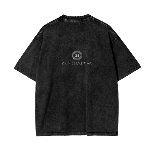 1st Pentacle of Jupiter abundance t-shirt - snow washed oversized tee for wealth, success, and livelihood prosperity