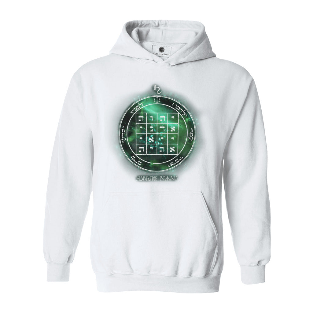 Heavyweight hoodie with printed 1st Pentacle of Saturn design