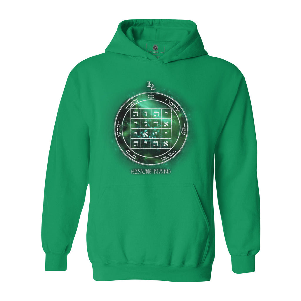Heavyweight hoodie with printed 1st Pentacle of Saturn design