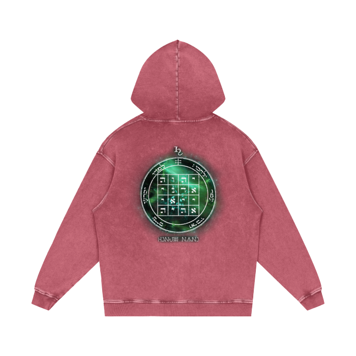 1st Pentacle of Saturn Acid Wash Oversize Hoodie - Power of Persuasion