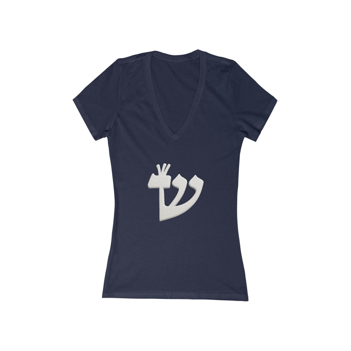 Shin (ש) Women’s Cotton Deep V-Neck T-Shirt — Ignite the Divine Fire Within