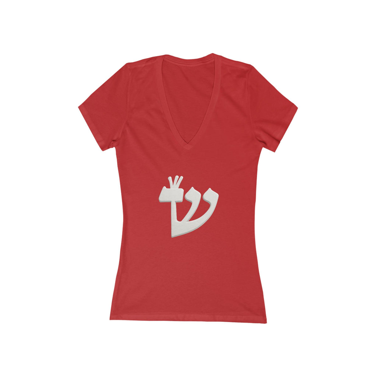Shin (ש) Women’s Cotton Deep V-Neck T-Shirt — Ignite the Divine Fire Within