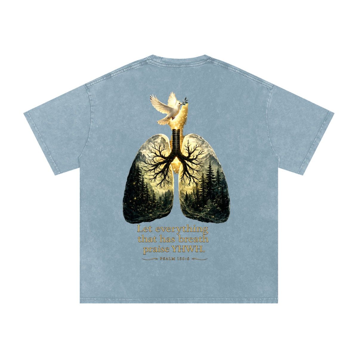 The Breath of YHWH Snow Washed Unisex Oversized Cotton T-Shirt (Front Logo)