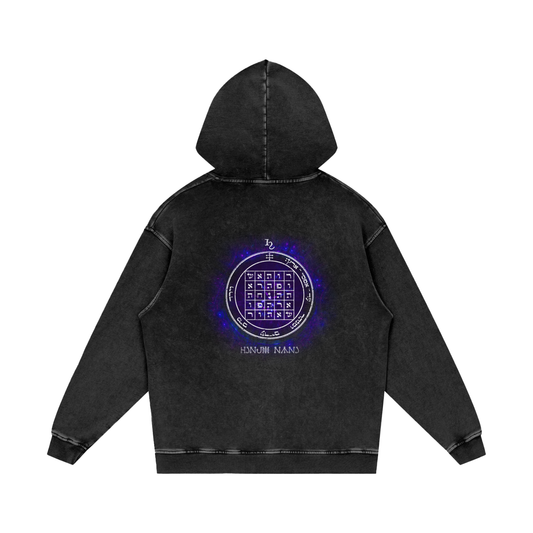 2nd Pentacle of Saturn acid wash hoodie - sacred persuasion garment