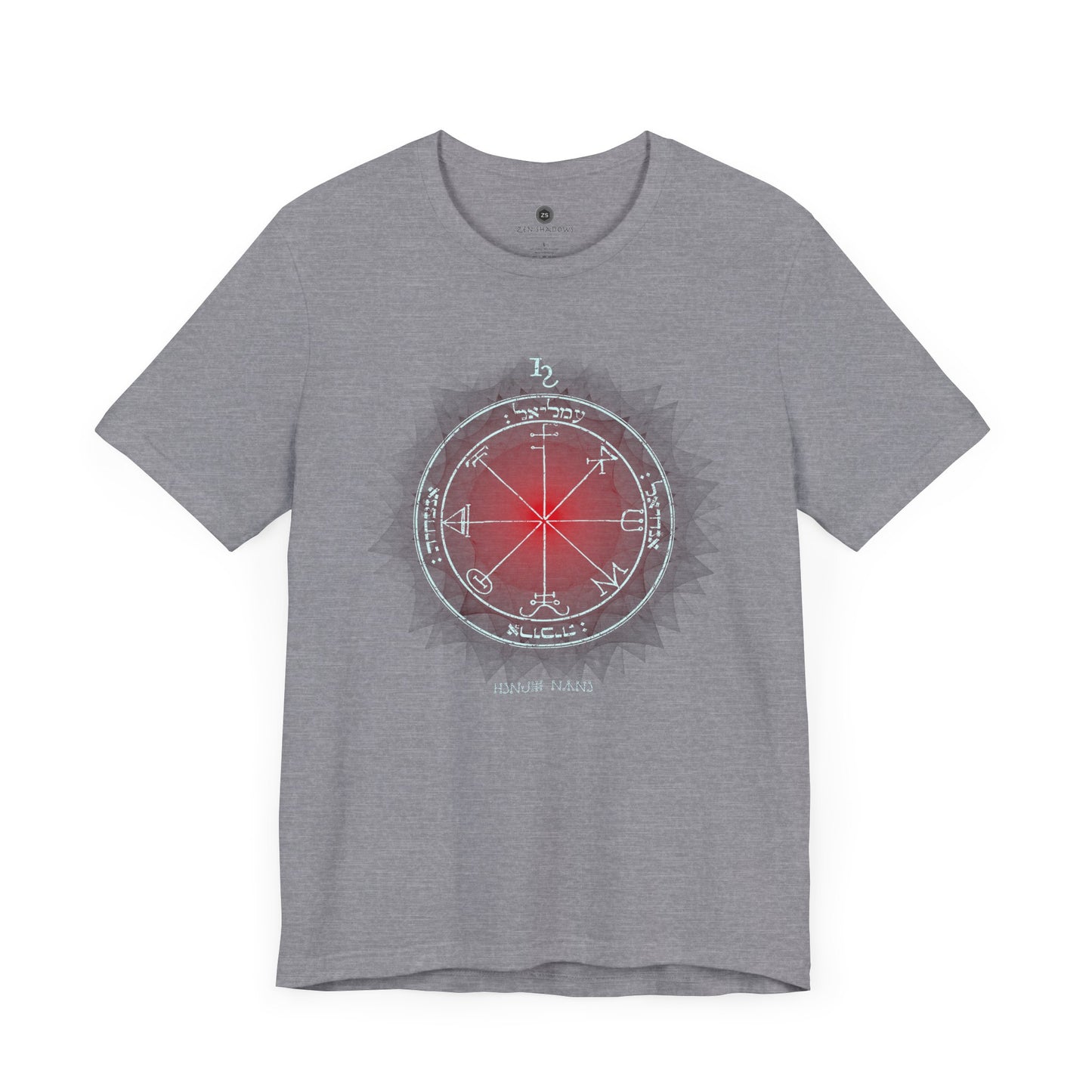 Unisex t-shirt featuring the 3rd Pentacle of Saturn printed in red for spiritual protection