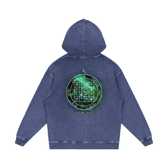 1st Pentacle of Saturn Acid Wash Oversize Hoodie - Power of Persuasion