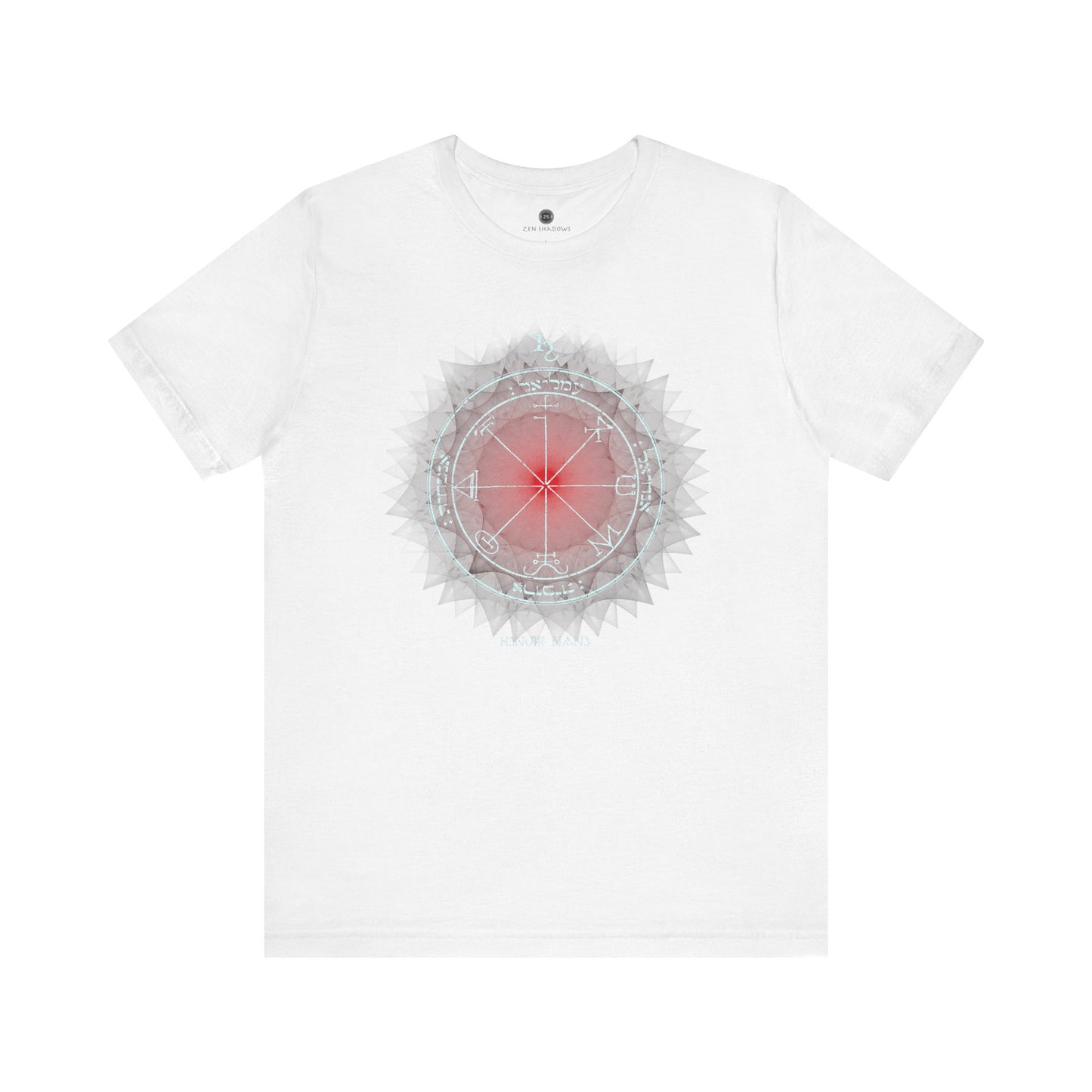 Unisex t-shirt featuring the 3rd Pentacle of Saturn printed in red for spiritual protection
