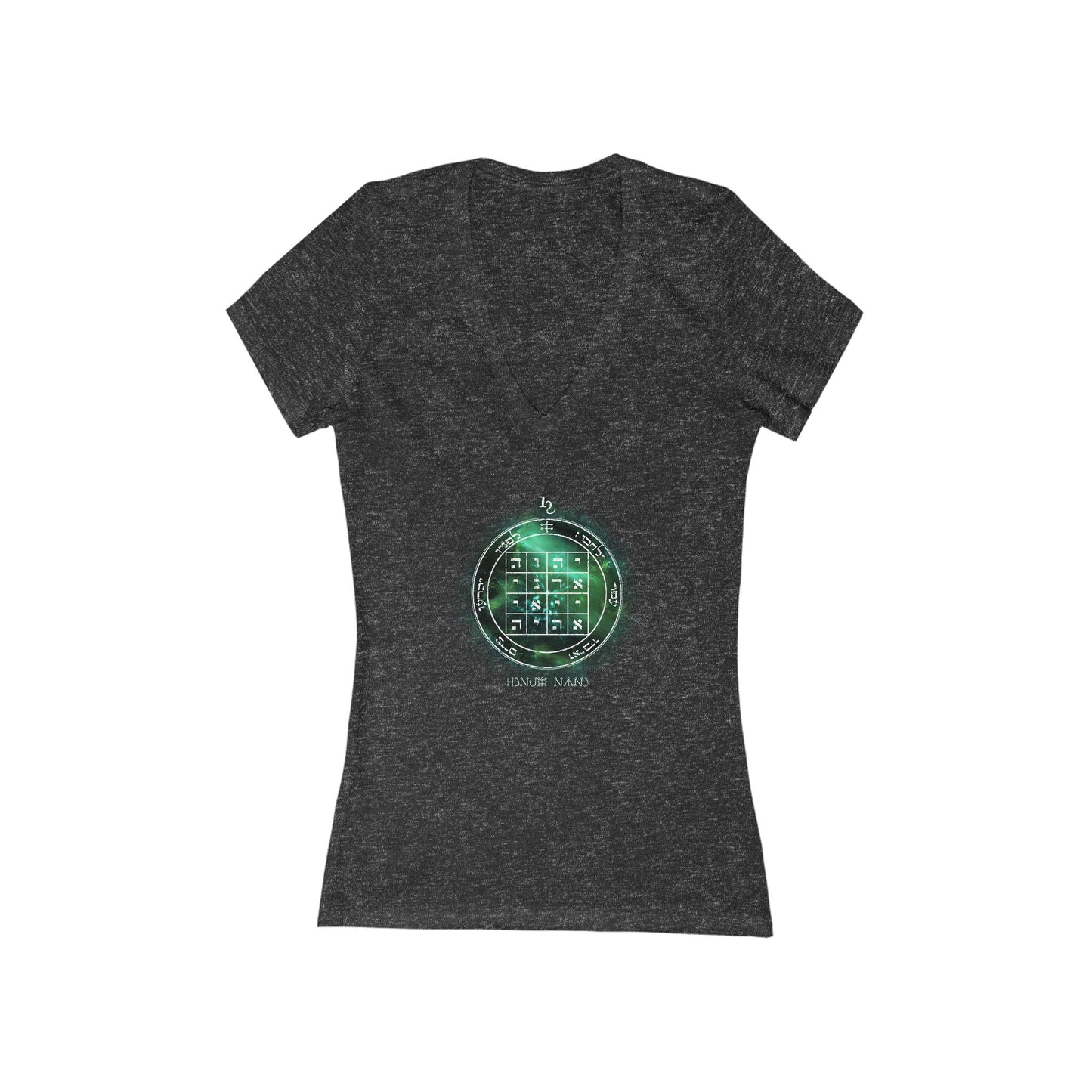 Deep V-neck jersey with 1st Pentacle of Saturn command sigil"