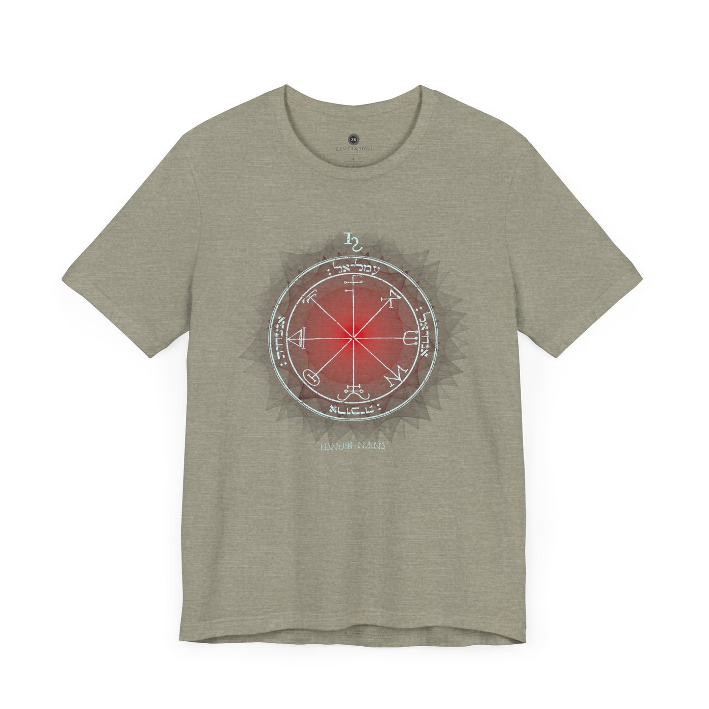 Unisex t-shirt featuring the 3rd Pentacle of Saturn printed in red for spiritual protection