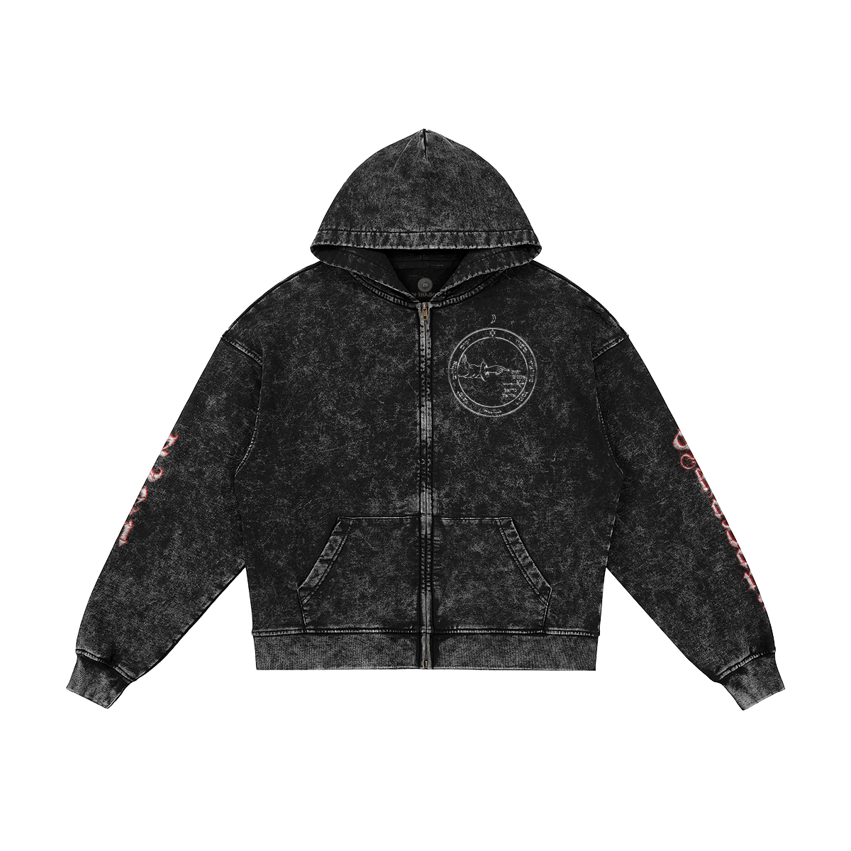 5th Pentacle of the Moon Unisex Vintage Snow Wash Full-zip Hoodie — TH