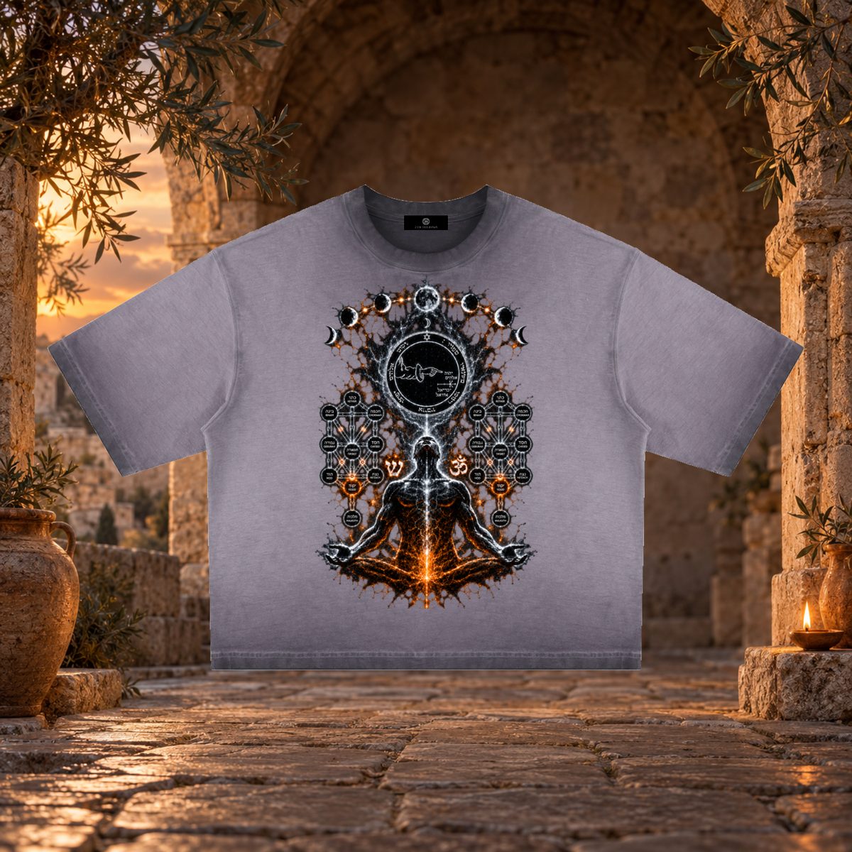 5th Pentacle of the Moon — The Lunar Axis Unisex Reverse Dyed Boxy T-Shirt