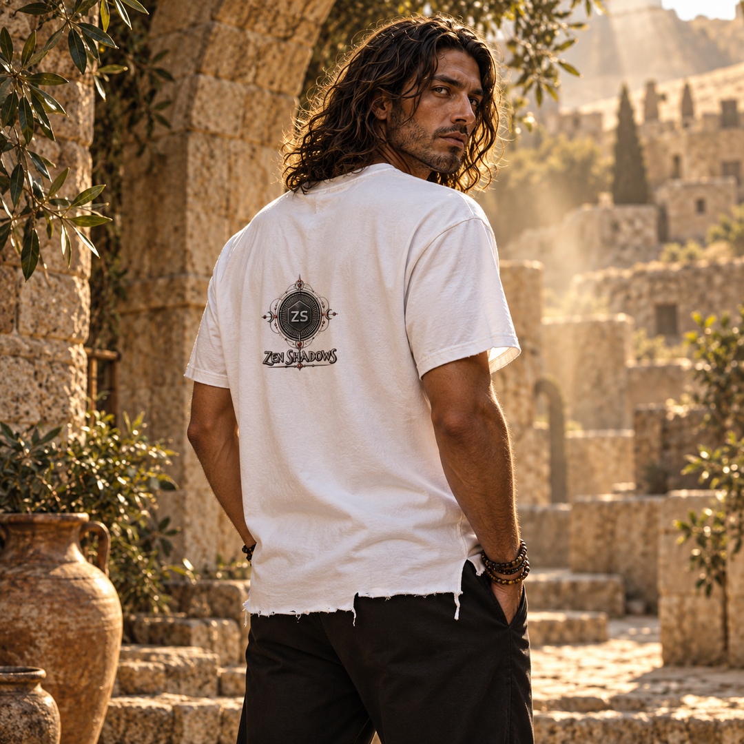 2nd Pentacle of Saturn Snow Wash Raw-Hem Boxy T-shirt - Power of Persuasion