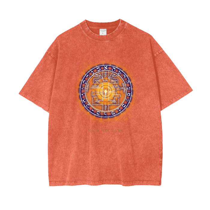 Acid wash oversized t-shirt with Supreme Pentacle sigil