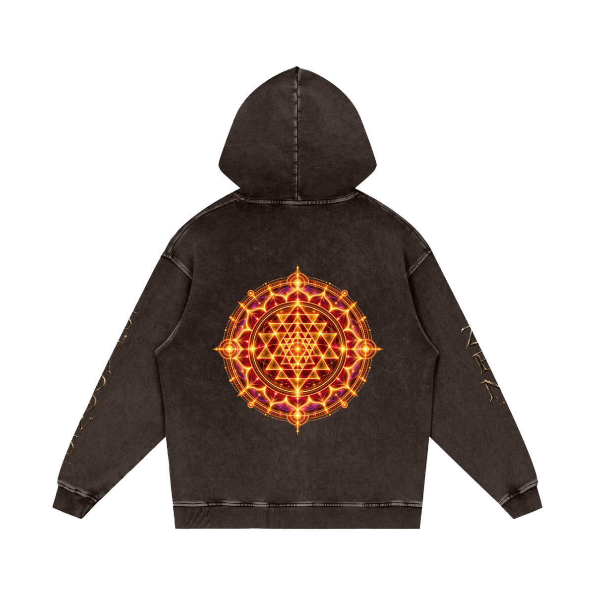 Shri Yantra Snow Washed Loose Cotton Hoodie — The Still Centre