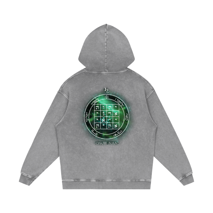 1st Pentacle of Saturn Acid Wash Oversize Hoodie - Power of Persuasion