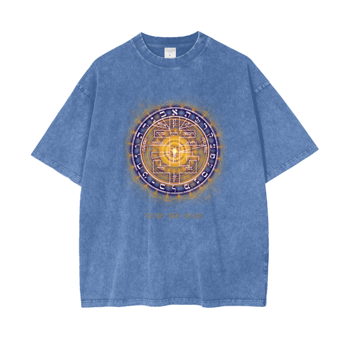 Acid wash oversized t-shirt with Supreme Pentacle sigil