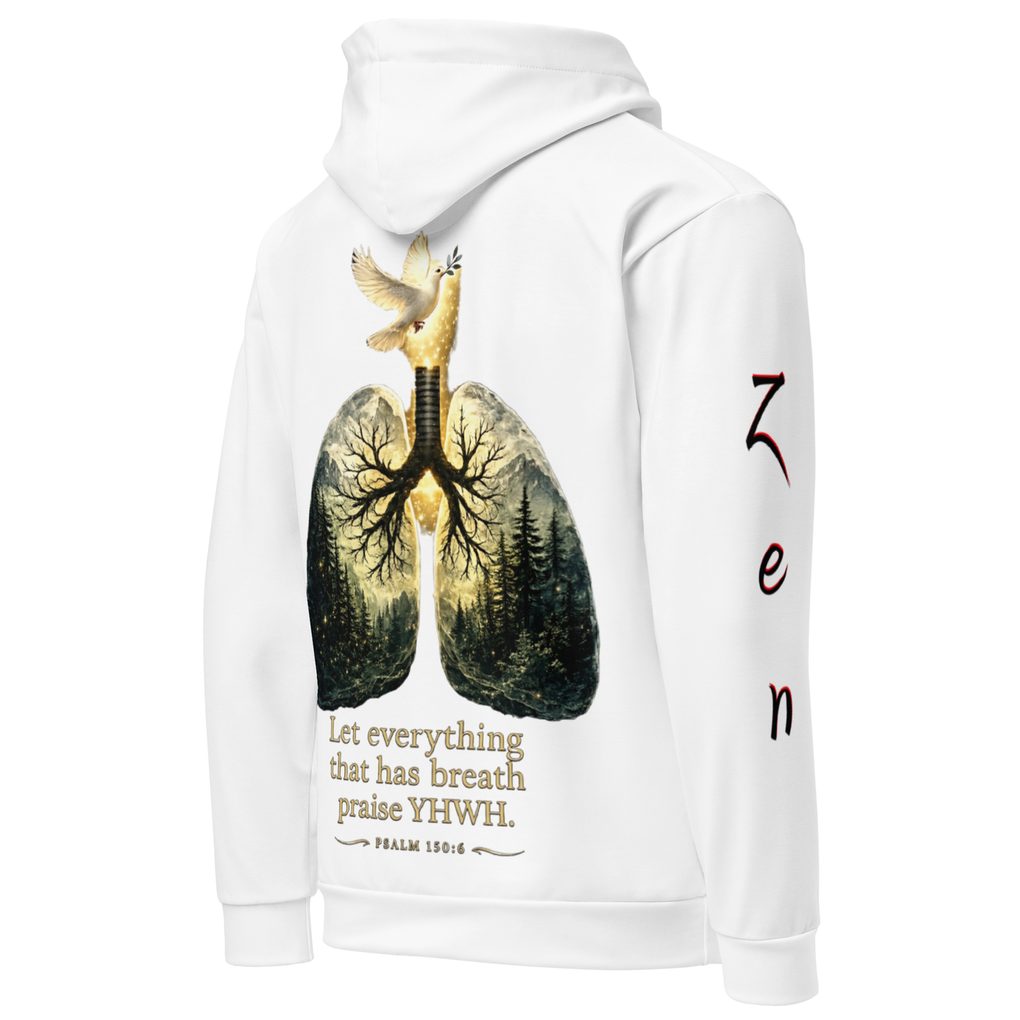 The Breath of YHWH White Unisex Cotton Hoodie (Incl. Sleeves)