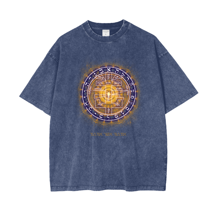 Acid wash oversized t-shirt with Supreme Pentacle sigil