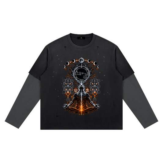 5th Pentacle of the Moon — The Lunar Axis Unisex Vintage Wash Distressed Layer T-Shirt