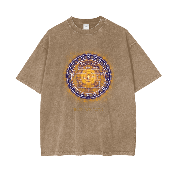 Acid wash oversized t-shirt with Supreme Pentacle sigil