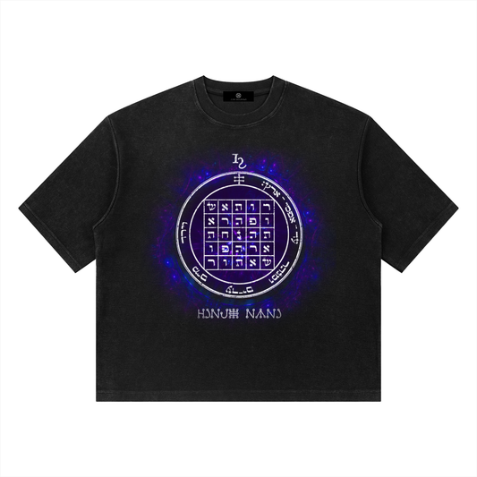 2nd Pentacle of Saturn Unisex Mineral Wash Waffle Boxy T-Shirt - Power of Persuasion