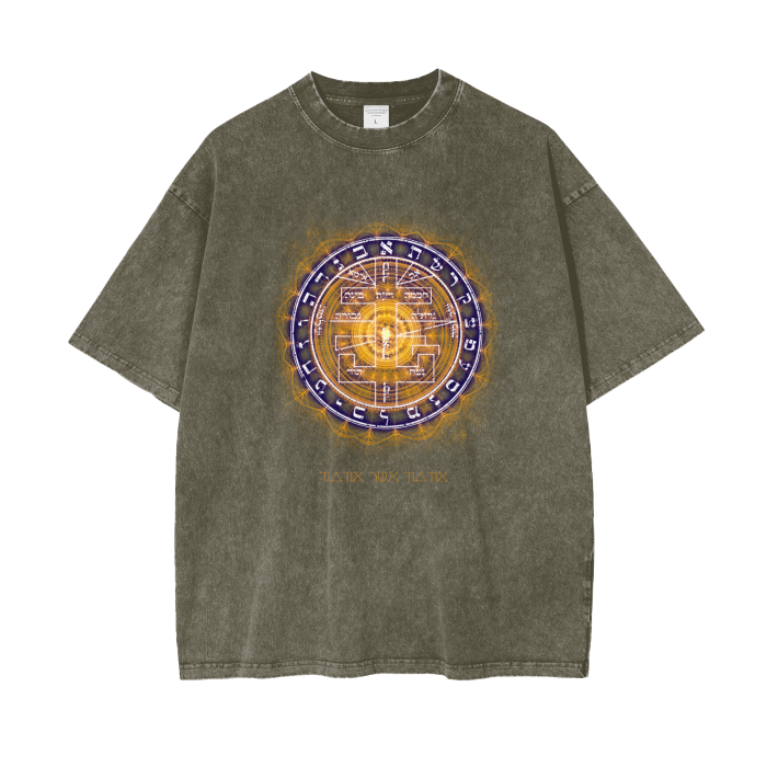 Acid wash oversized t-shirt with Supreme Pentacle sigil