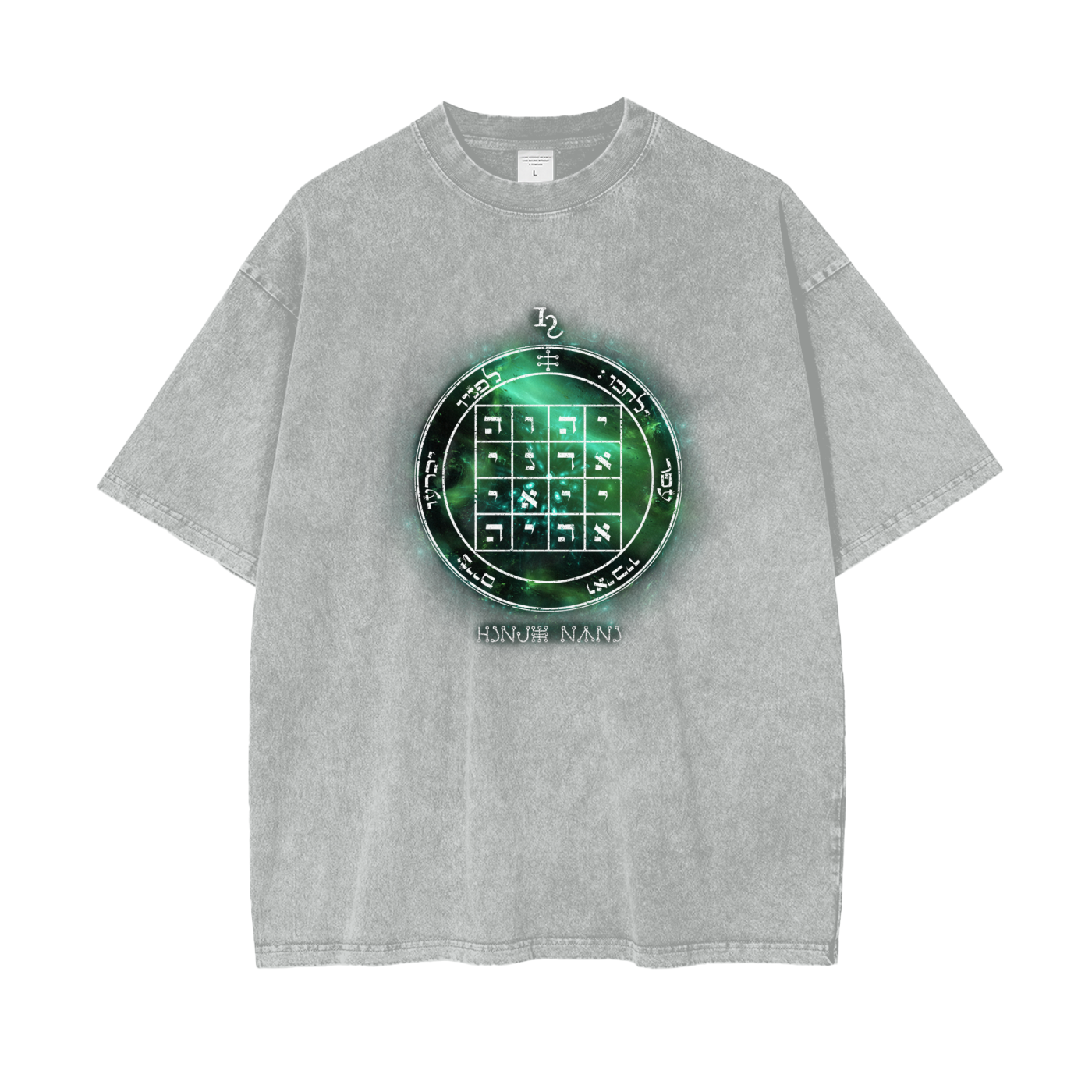 1st Pentacle of Saturn snow wash oversize t-shirt for persuasion and authority - ritual-charged cotton tee