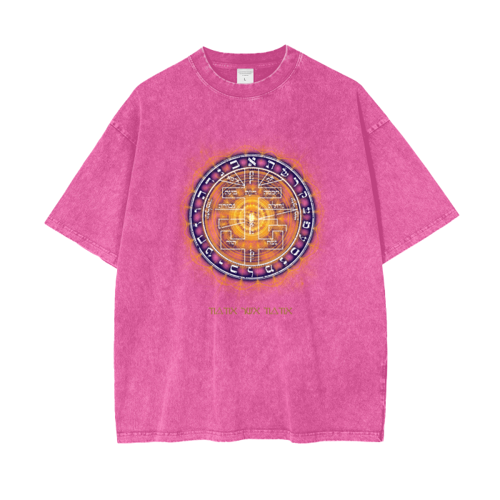 Acid wash oversized t-shirt with Supreme Pentacle sigil