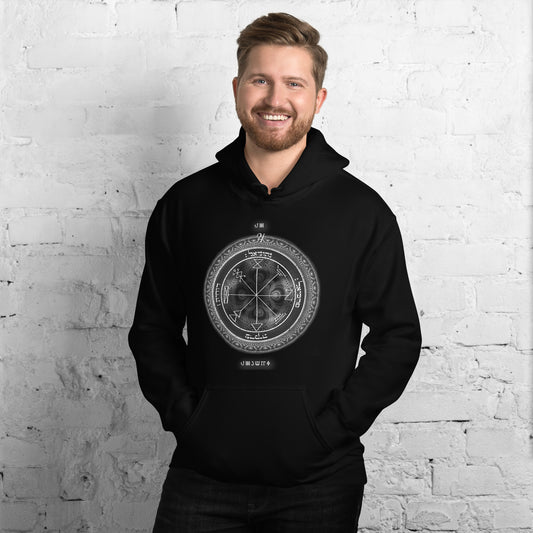 Heavyweight hoodie with 1st Pentacle of Jupiter print for prosperity