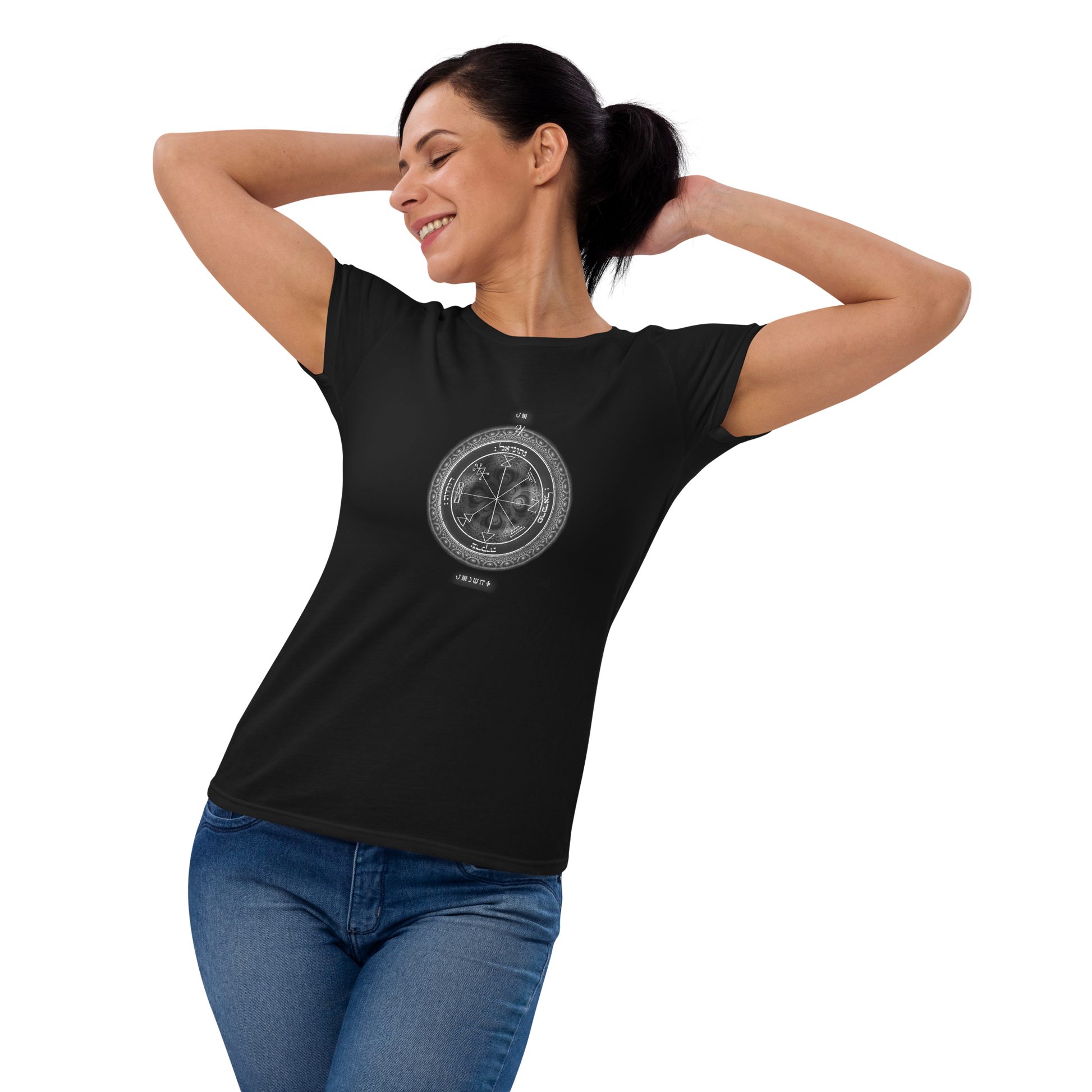 Fitted women's t-shirt with 1st Pentacle of Jupiter prosperity print