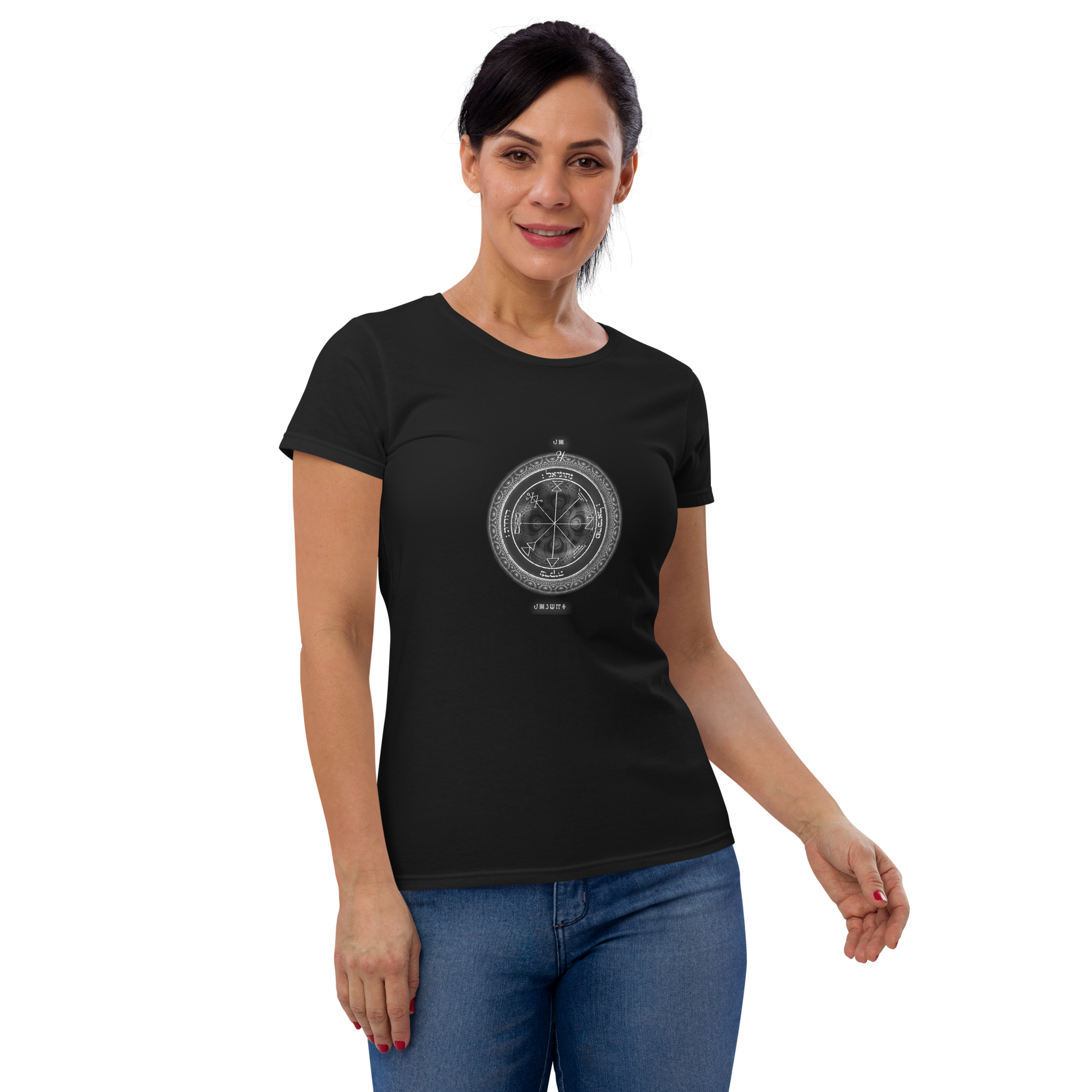 Fitted women's t-shirt with 1st Pentacle of Jupiter prosperity print